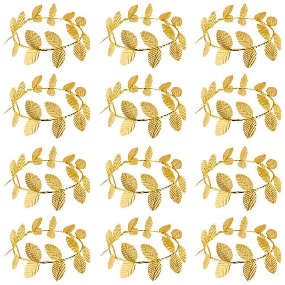 8355 12Pcs Gold Leaf Headband Leaves Headpiece 8.5 Inch Diameter Cloth